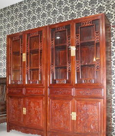 开封天龙家具厂 定制实木家具，领略红木雕花古典书柜之美